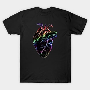 Heart Human Anatomy raimbow black T-Shirt